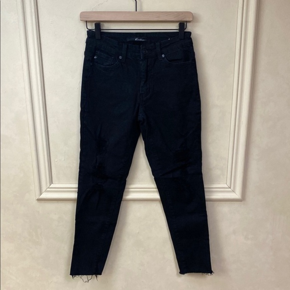 Kancan Distressed Raw Edge Hem Jeans